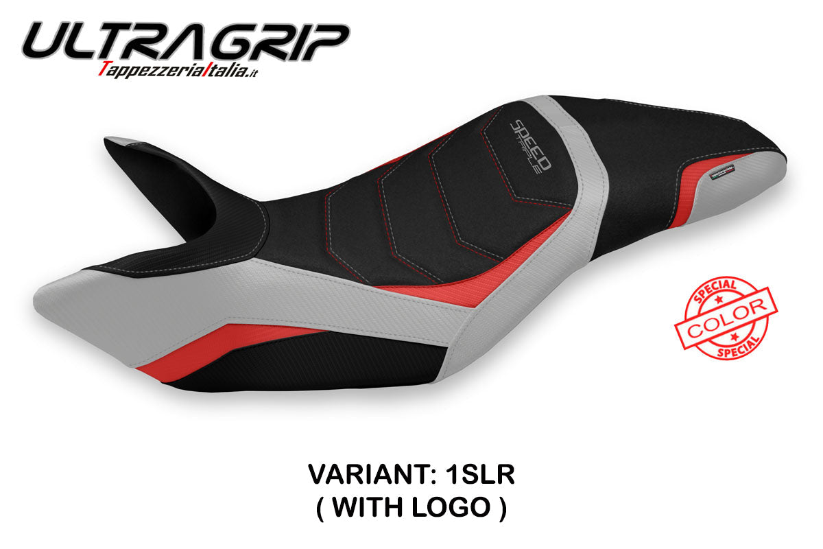 Tappezzeria Italia Triumph Speed Triple 2011-2015 Seat Cover Ultragrip in Silver and Red