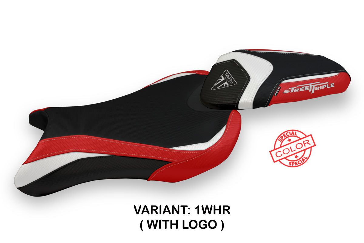 Tappezzeria Italia Triumph Street Triple 765 2017-2022 Seat Cover in White Red and Black
