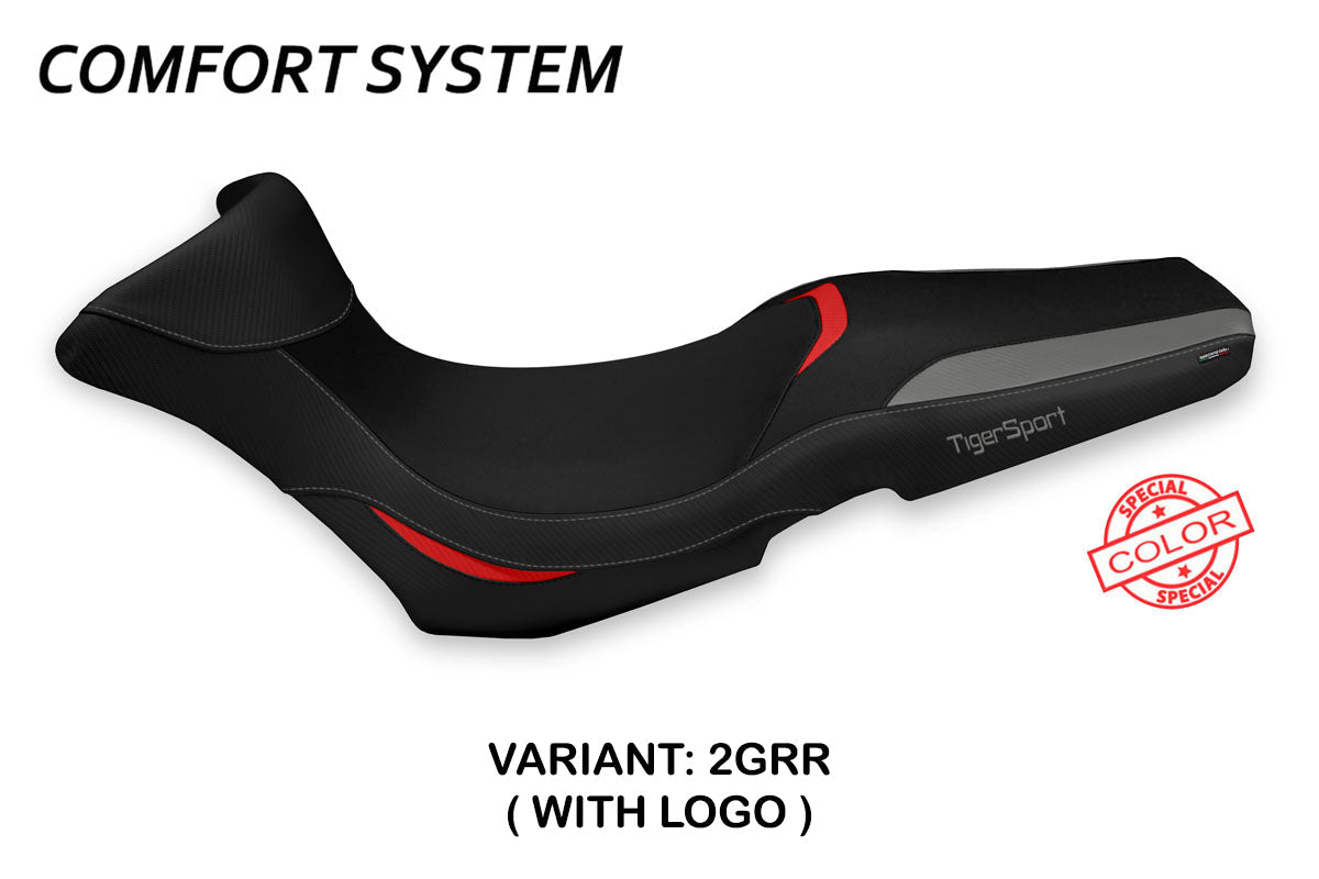 Tappezzeria Italia Triumph Tiger 1050 Sport 2013-2020 Seat Cover Comfort in Grey and Red