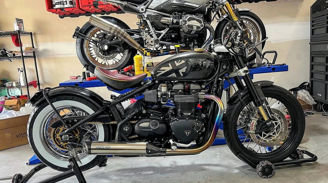 Triumph Bonneville Bobber Speedmaster 1200 Polished Titanium H Pipe Exhaust TRIUM120BOBREXPOB VA-13
