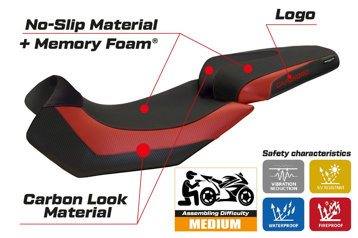 Tappezzeria Italia Aprilia Caponord 1200 2013-2016 2017 Seat Cover Comfort Red Black