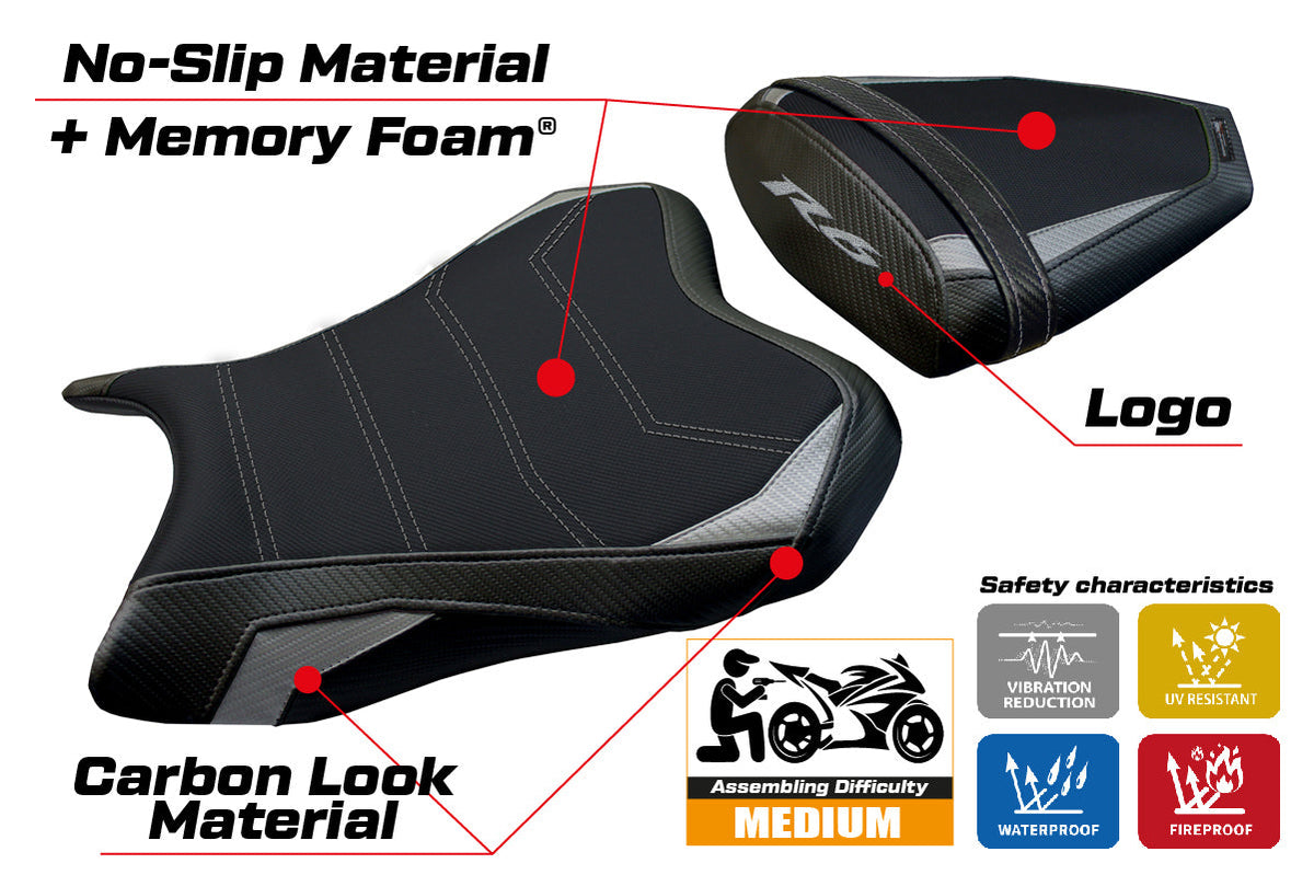 Tappezzeria Italia Yamaha YZF R6 2006-2007 Seat Cover Comfort in Silver and Black