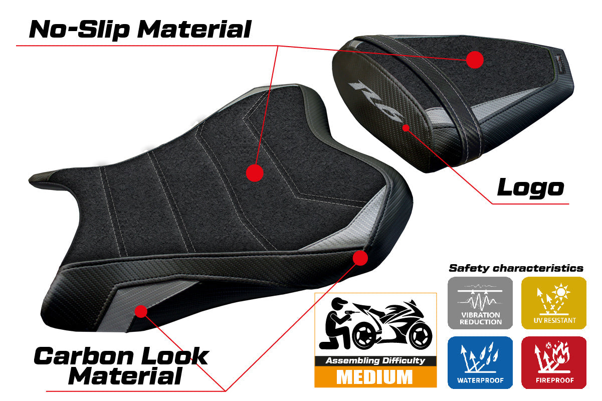 Tappezzeria Italia Yamaha YZF R6 2006-2007 Seat Cover Ultragrip in Silver and Black