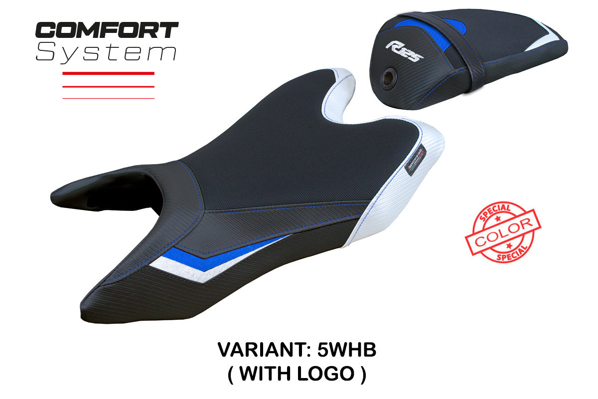 Tappezzeria Italia Yamaha YZF R125 2019-2023 Seat Cover Comfort in White and Blue