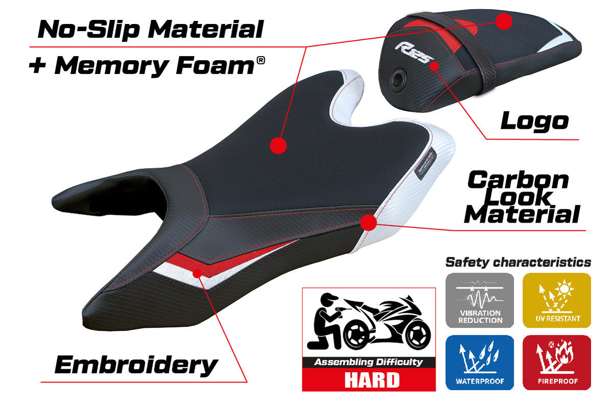 Tappezzeria Italia Yamaha YZF R125 2019-2023 Seat Cover Comfort in White and Red