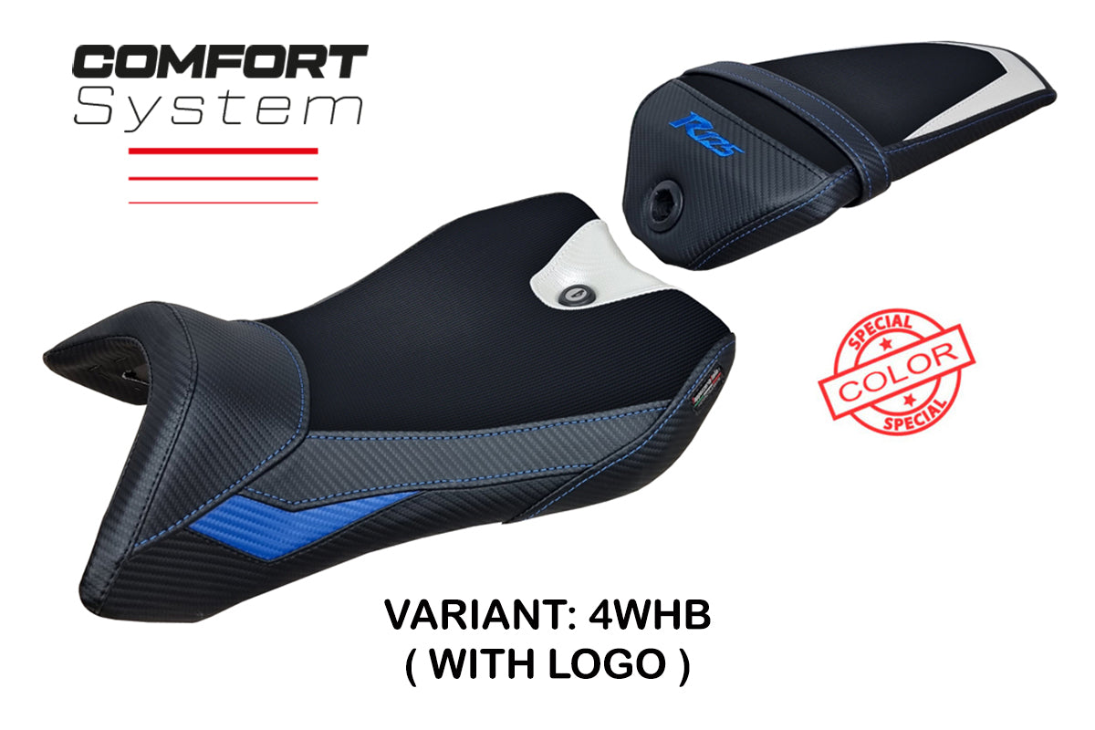 Tappezzeria Italia Yamaha YZF R125 2016-2018 Seat Cover Comfort in White, Blue and Black