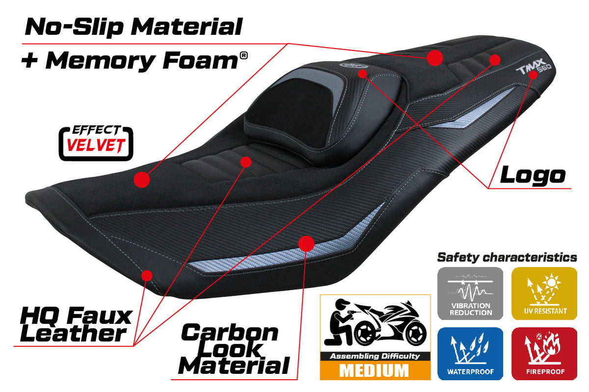 Tappezzeria Italia Yamaha T-Max 560 2022-2025 Seat Cover Comfort in Grey and Black
