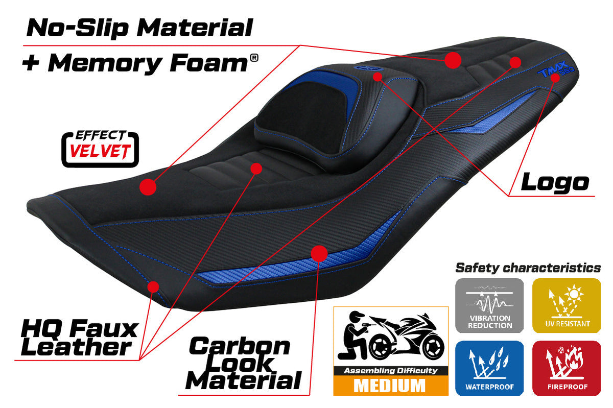 Tappezzeria Italia Yamaha T-Max 560 2022-2025 Seat Cover Comfort in Blue and Black