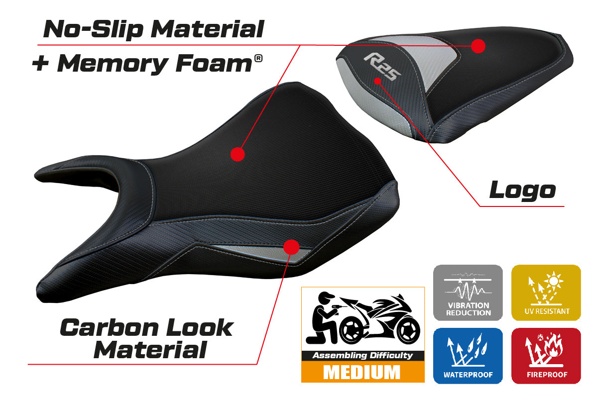 Tappezzeria Italia Yamaha YZF R25 2014-2020 Seat Cover Comfort in Silver