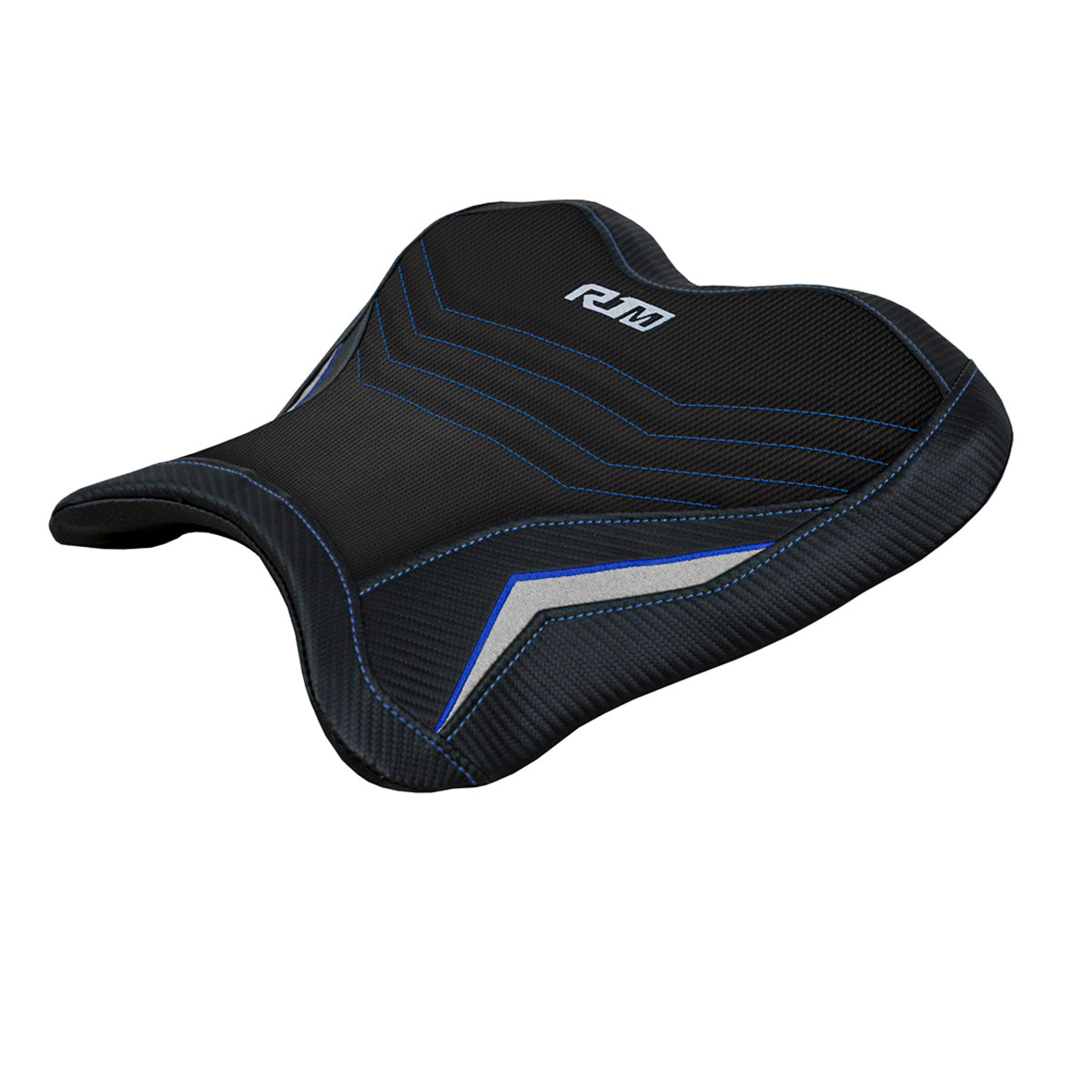 Tappezzeria Italia Yamaha YZF R1M 2015-2025 Rider Seat Cover Comfort in Blue and Silver
