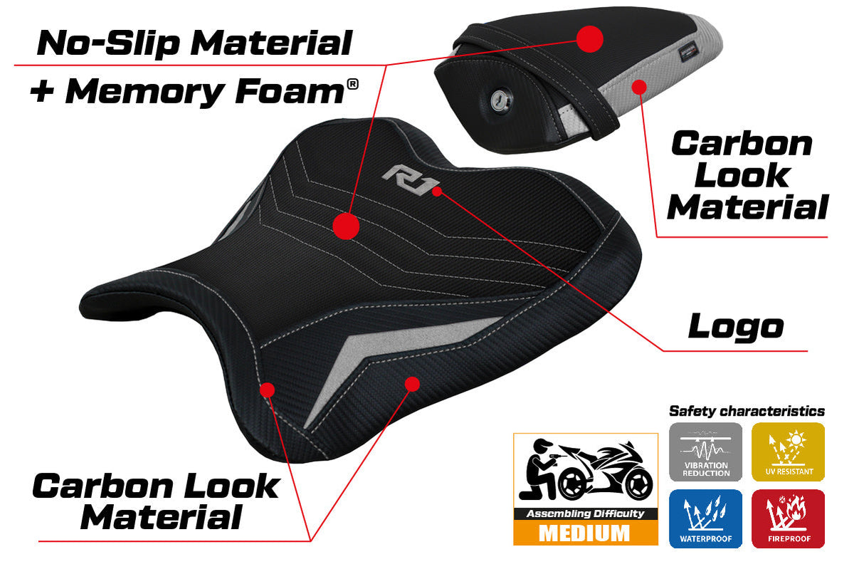 Tappezzeria Italia Yamaha YZF R1 2015-2025 Seat Cover Comfort in Silver