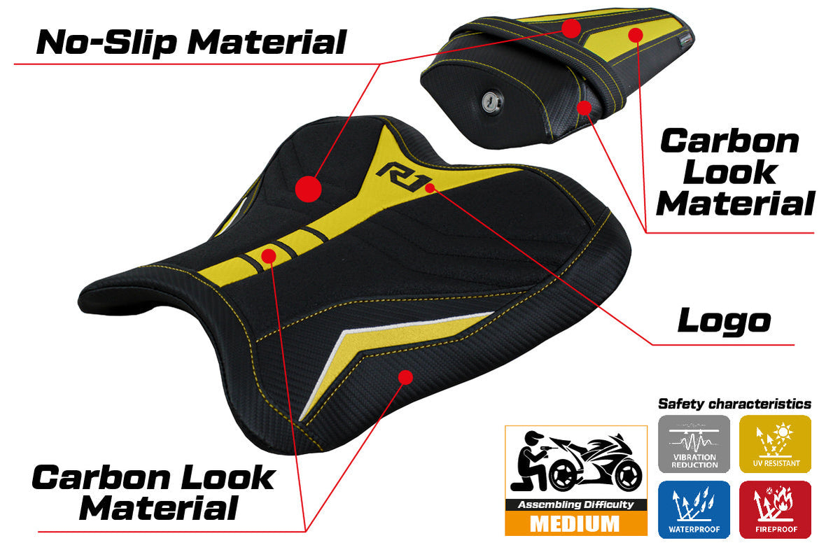 Tappezzeria Italia Yamaha YZF R1 2015-2025 Seat Cover Ultragrip in Yellow and White