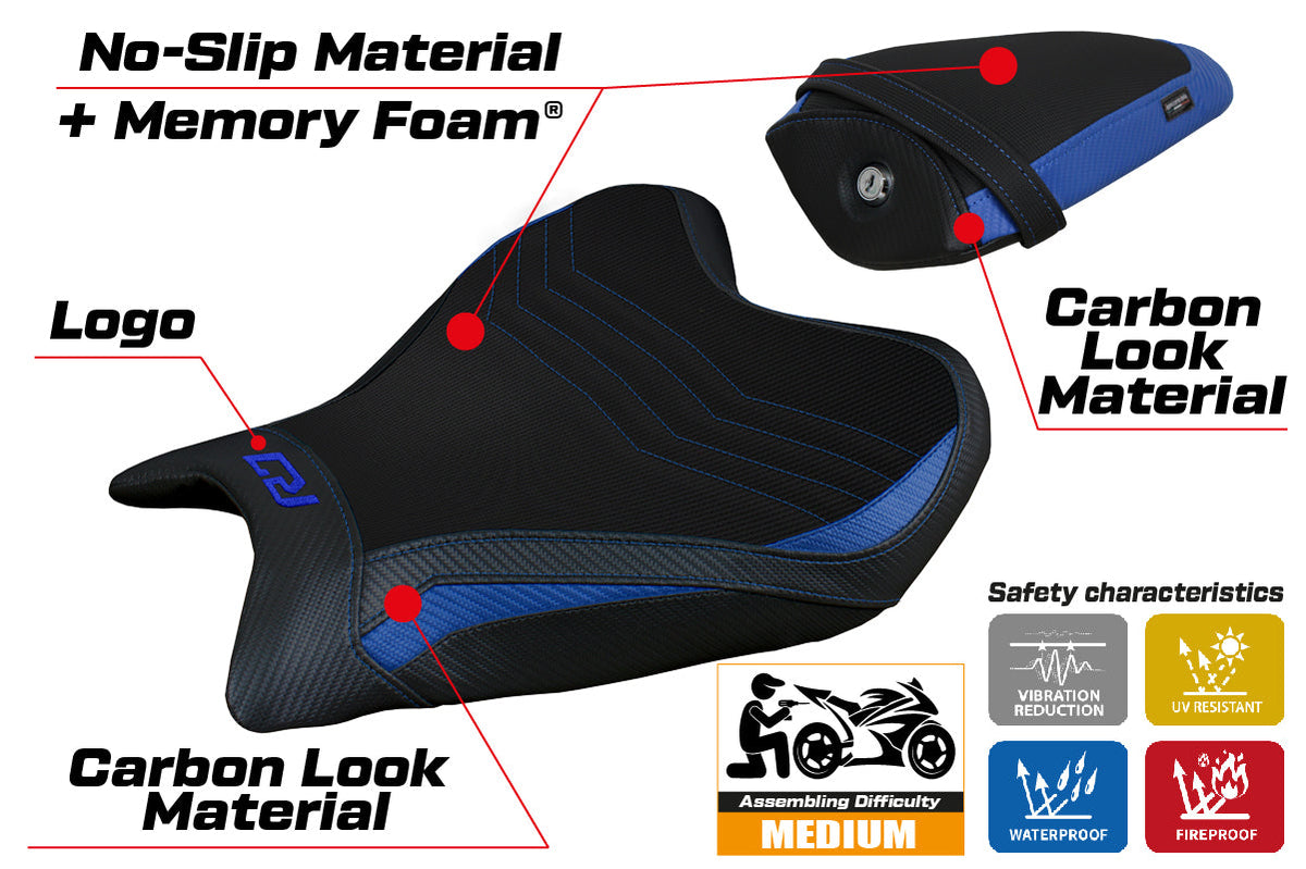 Tappezzeria Italia Yamaha YZF R7 2021-2025 Seat Cover Comfort in Blue and Black