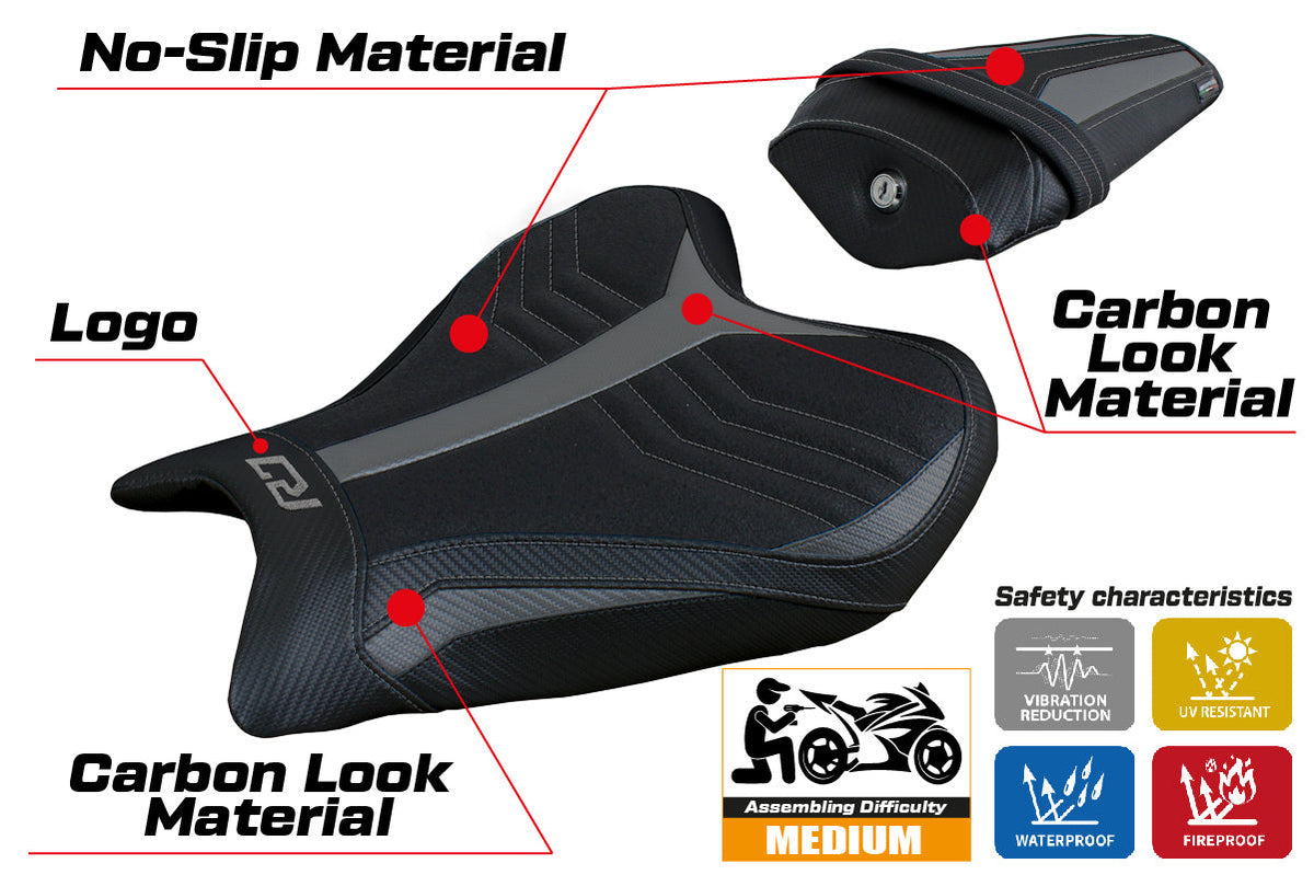 Tappezzeria Italia Yamaha YZF R7 2021-2025 Seat Cover Ultragrip in Grey and Black