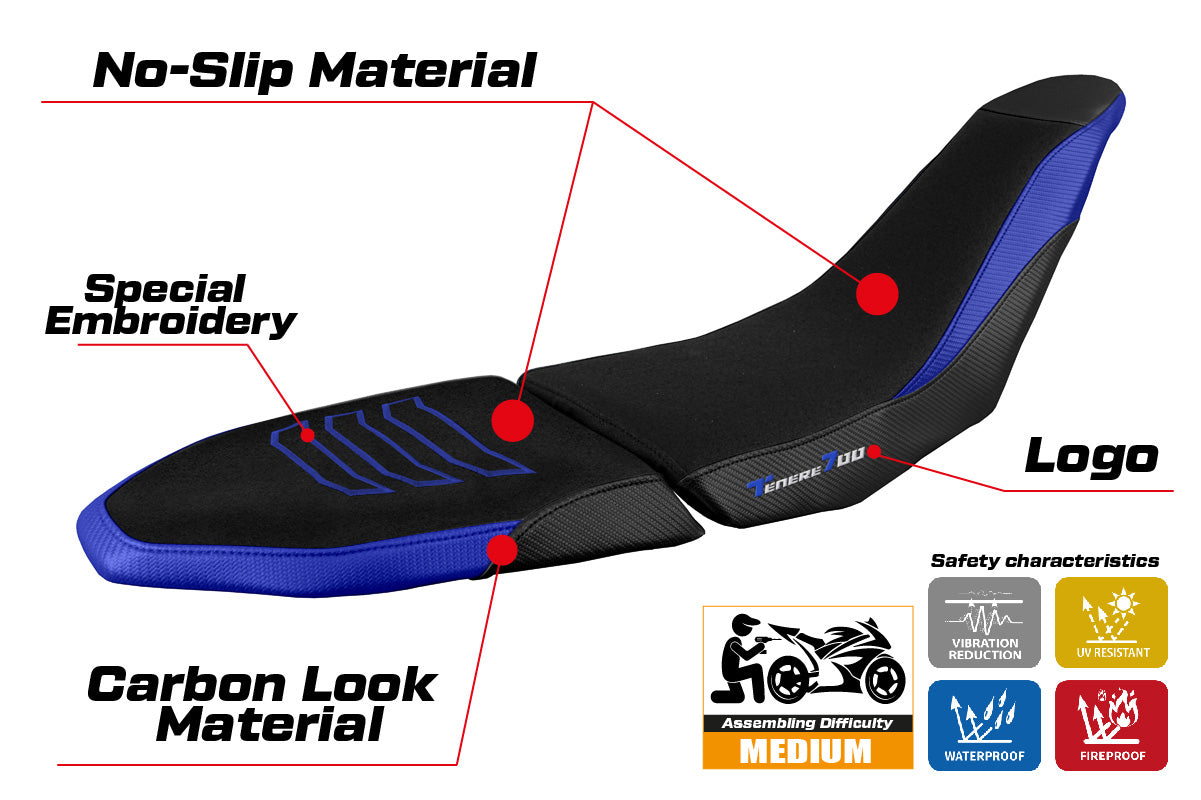 Tappezzeria Italia Yamaha Tenere 700 Raid 2022-2025 Seat Cover Ultragrip in Blue