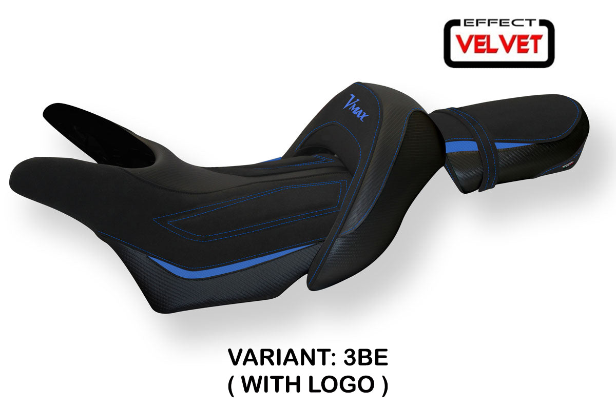 Tappezzeria Italia Yamaha V-Max 1700 2008-2017 Seat Cover in Velvet Blue and Black