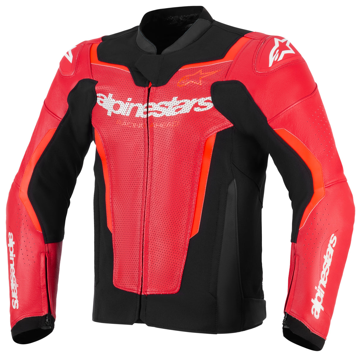 ALPINESTARS Jacket Lthr Gp Force Air Flo Rd/Rd Fl 58 3100326-3155-58