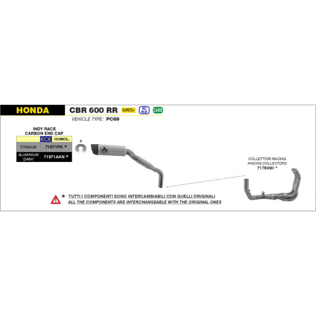 71784MI Arrow CBR600RR 2024 - 2025 Racing header Collector for Honda
