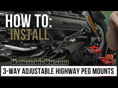 Goldstrike 3-Way Adjustable Highway Peg Mounts With Twin Rail Pegs For Gold Wing 18-Up Black 60325