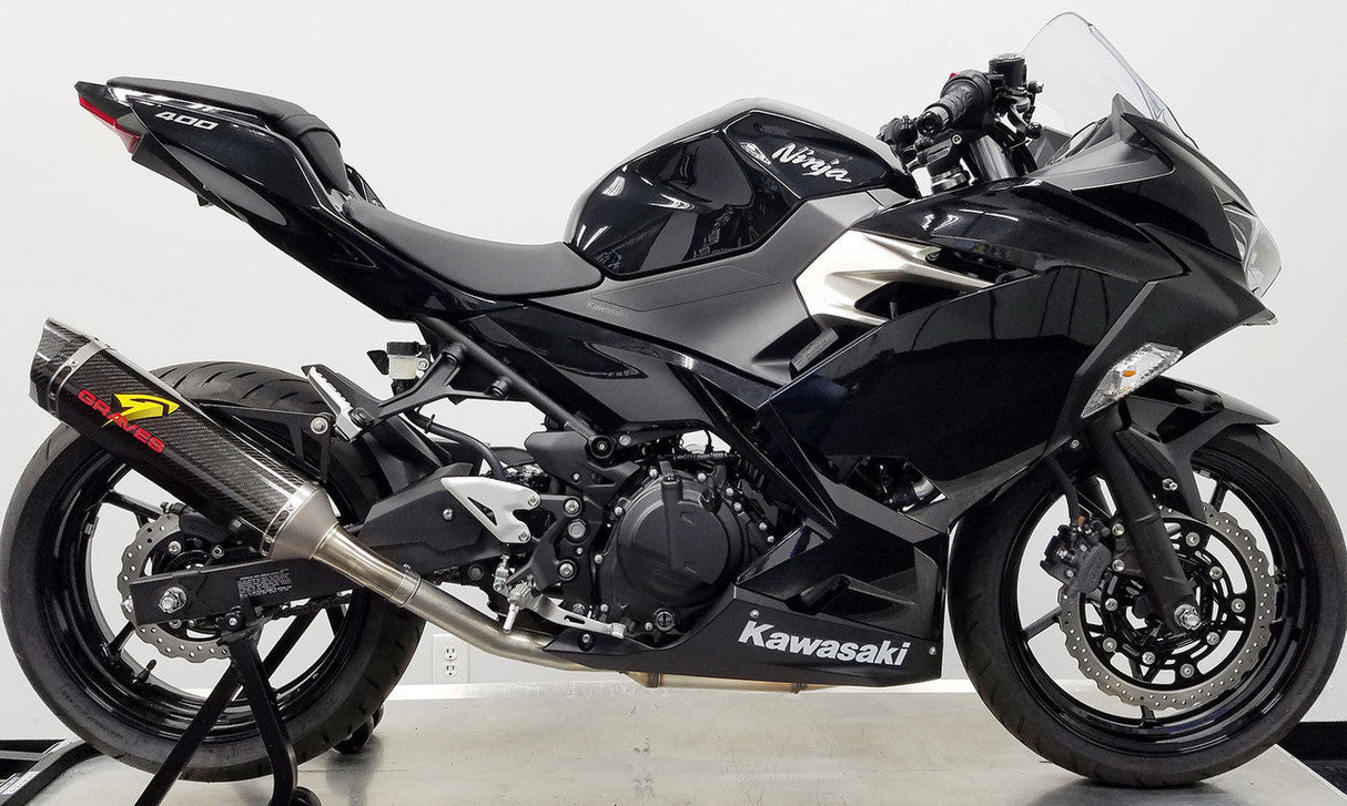 Graves Motorsports Cat Back Slip-On Exhaust Carbon Ninja Ex /Z 400 2018-2023 /Ninja 500 /Z 2024 -2025 3 Exk-18ex4-Cbsc