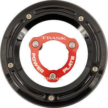 TRASK Derby Cover with Power Plate - Black/Red - Kit - '17-'25 Harley-Davidson TM-0051-BK-RD