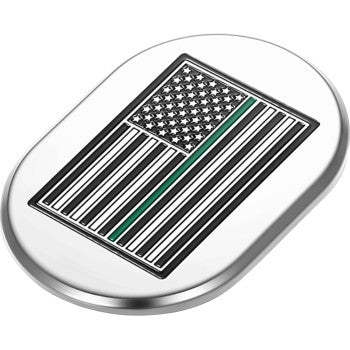 FIGURATI DESIGNS Antenna Cover - Left Rear Fender - Green Line American Flag - Chrome  FD72-AC-SS-LT