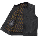 THRASHIN SUPPLY CO. Mulholland Leather Riding Vest - Black - 3XL TMJ-14-13