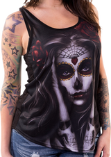 LETHAL THREAT Women's Armtat Tank Top - Black - 1XL LA206061X