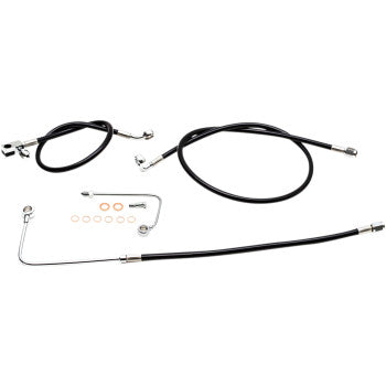 LA CHOPPERS Brake Line - 15" - 17" Ape Hanger Handlebars - Black LA-8151B16B