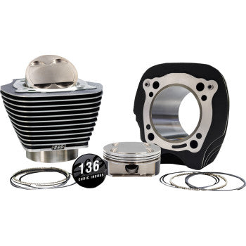 S&S CYCLE 132" High Compression | 136" Big Bore Kit - 4.320" Bore - Black Granite w/Highlighted Fins - M8 910-1010A