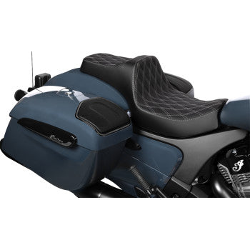 DRAG SPECIALTIES SEATS Predator III 2-Up Seat - Vinyl - Double Diamond - Silver Stitch - Chieftain '25/Challenger '20-'25 0810-2467