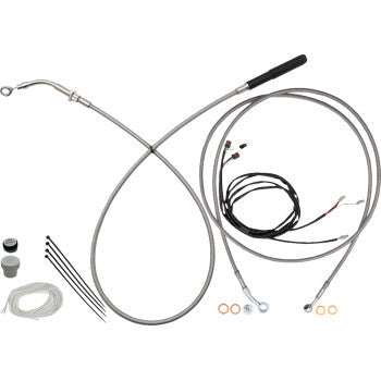 FAT BAGGERS INC. EZ Install Kit - 16" Handlebars - Upper Clutch - Full Length - Braided Stainless Steel 219916
