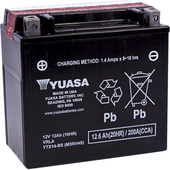YUASA AGM Battery - YTX14-BS .69 L YUAM3RH4S