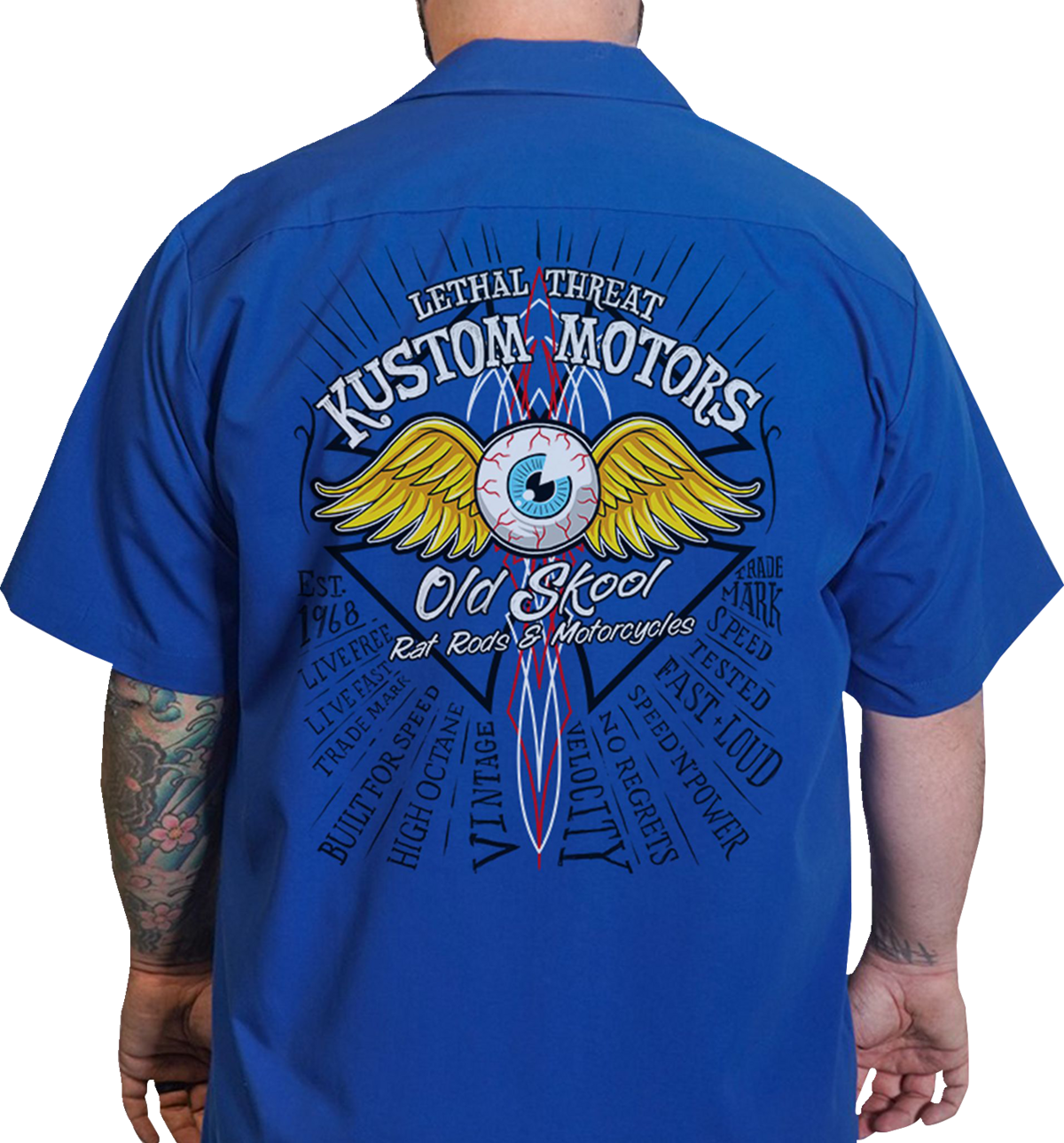 LETHAL THREAT Old Skool Eyeball Shop Shirt - Blue - XL DG60143XL
