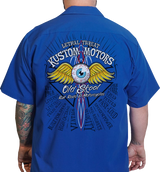 LETHAL THREAT Old Skool Eyeball Shop Shirt - Blue - XL DG60143XL