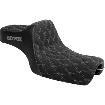 SLYFOX High Noon Seat - Double Diamond - Silver Logo - Silver Stitch - XL '04-'22 4709D-SlyFox