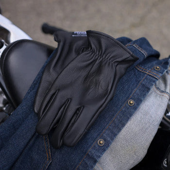 THRASHIN SUPPLY CO. Roper Leather Gloves - Black - Medium TRG-01-09