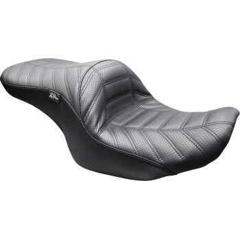 LE PERA Maverick Up-Front Seat - Without Backrest - Black Indy Stitch - FLH/FLT '23-'26  LVU-957 INDY