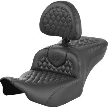 SADDLEMEN Heated RoadSofa™ Seat - Honeycomb Stitch - w/ Backrest - FLH/FLT '23-'24 823-07-189C0