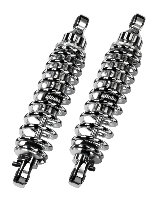 Bitubo WME0 Twinshocks Adjustable: Spring Preload, Rebound, Length 326mm, Chrome Spring