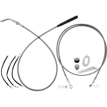 FAT BAGGERS INC. EZ Install Kit - 12" Handlebars - Upper Clutch - Full Length - Braided Stainless Steel/Chrome 249012-C