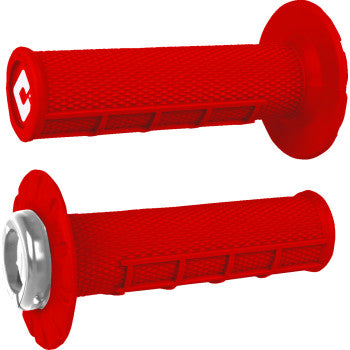ODI Half Waffle v2.1 Lock-On Grips - ATV/MX - Bright Red/Silver J33HWR-S
