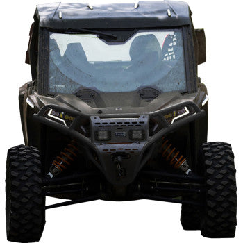RAVEK Front Bumper/Skid Plate with White Lights - Black - RZR XP 1000 64-317BKL