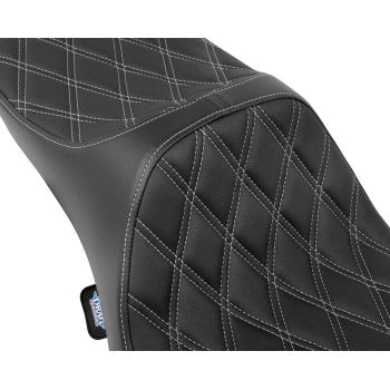 DRAG SPECIALTIES Predator III Seat - Extended Reach - Double Diamnd - Silver Stitching - FLH/FLT '08-'24 0801-1924