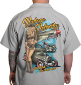 LETHAL THREAT Flying Tiger Pinup Shop Shirt - Gray - 3XL DG60158XXXL