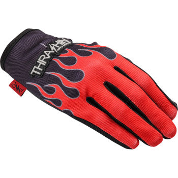 THRASHIN SUPPLY CO. Stealth Leather Palm Flame Gloves - Red - Large SV1-21-10