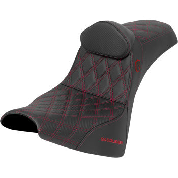 SADDLEMEN Pro Series SDC Performance Seat - w/ Backrest - Red Stitch - Gripper - FXBB/FXST '18-'25 SC81830DB4