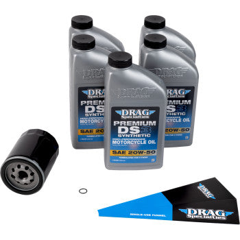 DRAG SPECIALTIES OIL Full Synthetic Oil Change Kit - 20W50 - M8 - Black Filter 3601-1042