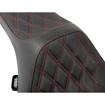 DRAG SPECIALTIES Predator III Seat - Double Diamond - Red Stitched - FLT/FLH '23-'24 0801-1920