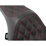 DRAG SPECIALTIES Predator III Seat - Double Diamond - Red Stitched - FLT/FLH '23-'24 0801-1920
